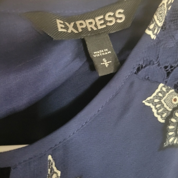 Express blue long sleeve pattern dress small - Picture 3 of 5